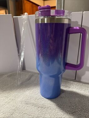 Purple to Blue Ombre Travel Tumbler with Handle